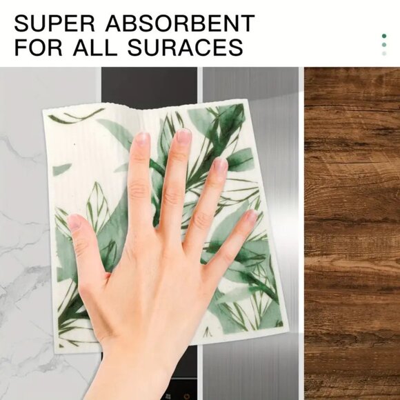 NEW Set of 6 Swedish Dishcloth - Plant, Leaves & Ivy - Reusable Sponge Cloth - Picture 4 of 8